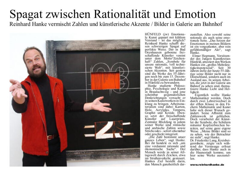 Rezension Kunstausstellung Kunstverein Zeichenhaft Zeitungsartikel Hessen Fuldaer Zeitung Hünfeld Zahlen Symbol Interpretation Wirklichkeit